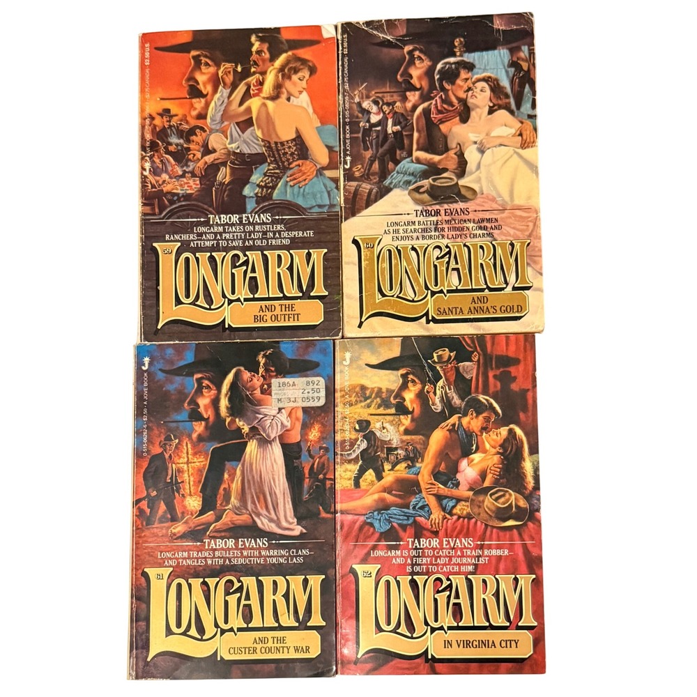 Longarm Western Paperback Lot 4 Tabor Evans Jove Books 59 60 61 62 Vintage 1980s